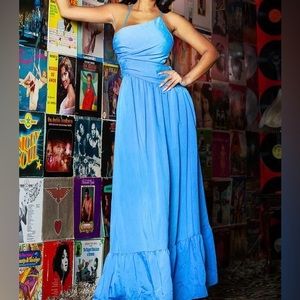 Denim linen luxury maxi